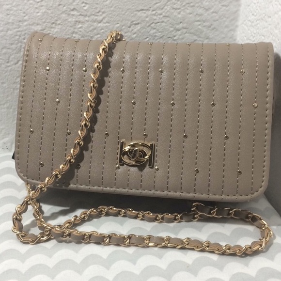 bebe Handbags - NWT Bebe Taupe Phoebe Stud Crossbody